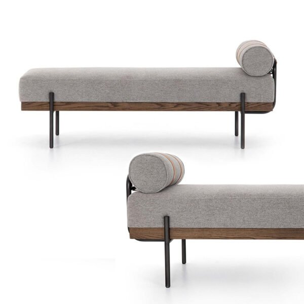 Nordic simple modern creative movable coffee table sofa stool solid wood shoe bench bedroom fabric bed end bench bench - 图片 2