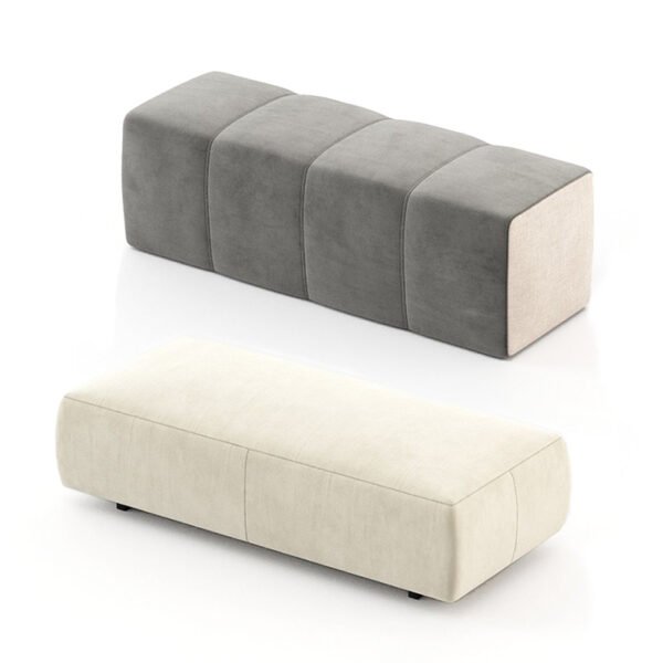 Modern Upholstered Bed Bench – Fabric & Faux Leather Combo - 图片 4