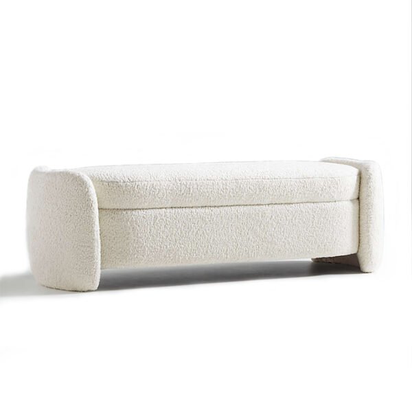 Nordic Internet celebrity ins style lambskin storage bed end stool retro cloakroom shoe bench long bench milk sofa bench - 图片 4