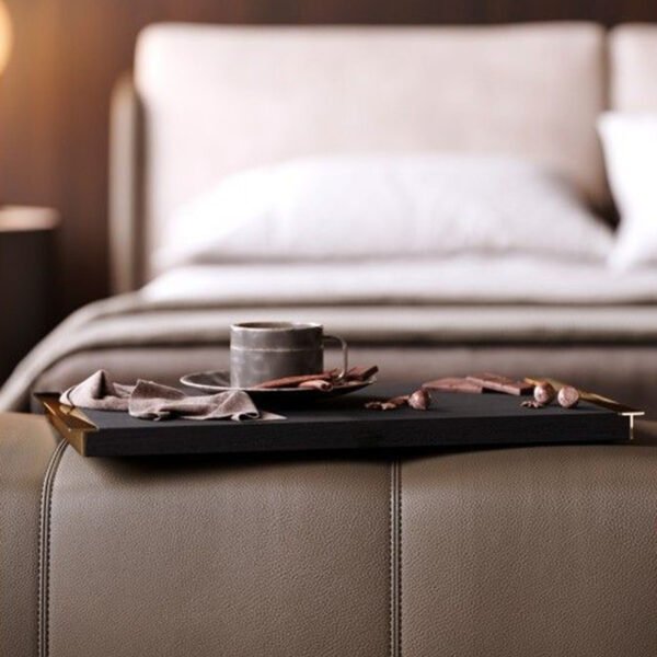 Modern Upholstered Bed Bench – Fabric & Faux Leather Combo - 图片 3