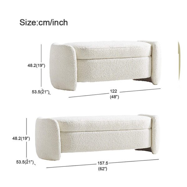 Nordic Internet celebrity ins style lambskin storage bed end stool retro cloakroom shoe bench long bench milk sofa bench - 图片 5