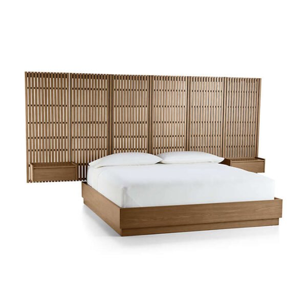 BED-0002 Resort hotel bedroom Queen size bed , Batten Queen Plinth-Base Bed and Panels - 图片 3