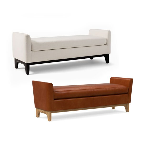 Nordic light luxury bedroom bed end stool bedside stool leather bench bed bedside stool living room small sofa stool solid wood - 图片 3
