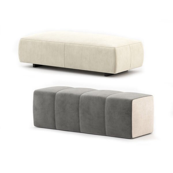 Modern Upholstered Bed Bench – Fabric & Faux Leather Combo - 图片 2