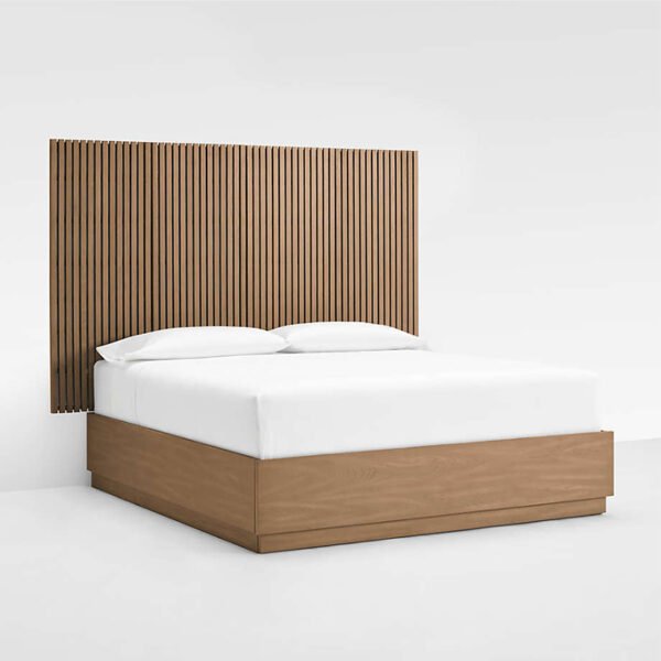 BED-0002 Resort hotel bedroom Queen size bed , Batten Queen Plinth-Base Bed and Panels - 图片 2
