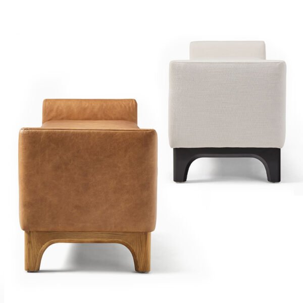 Modern Upholstered Bedroom Bench with Side Arms – Leather & Fabric Options - 图片 2