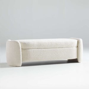 Nordic Internet celebrity ins style lambskin storage bed end stool retro cloakroom shoe bench long bench milk sofa bench
