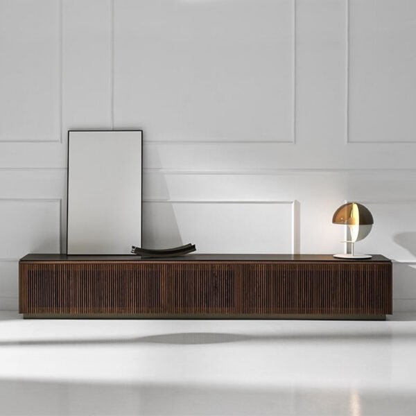 Modular Wall Shelf & Storage Unit – Walnut Finish with Brass Accents - 图片 2