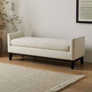 Modern Upholstered Bedroom Bench with Side Arms – Leather & Fabric Options