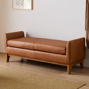 Nordic light luxury bedroom bed end stool bedside stool leather bench bed bedside stool living room small sofa stool solid wood