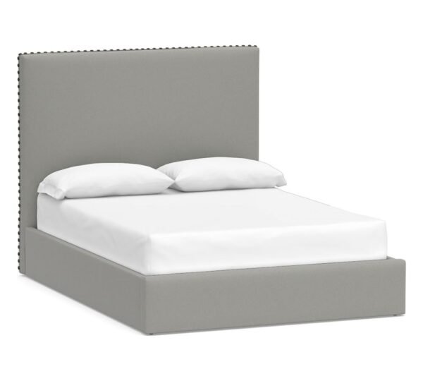 BED-0004, Square Upholstered Tall Platform Bed, Kiln dried hardwood frame with thick padding and tight upholstery - 图片 2
