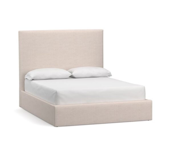 BED-0004, Square Upholstered Tall Platform Bed, Kiln dried hardwood frame with thick padding and tight upholstery - 图片 3